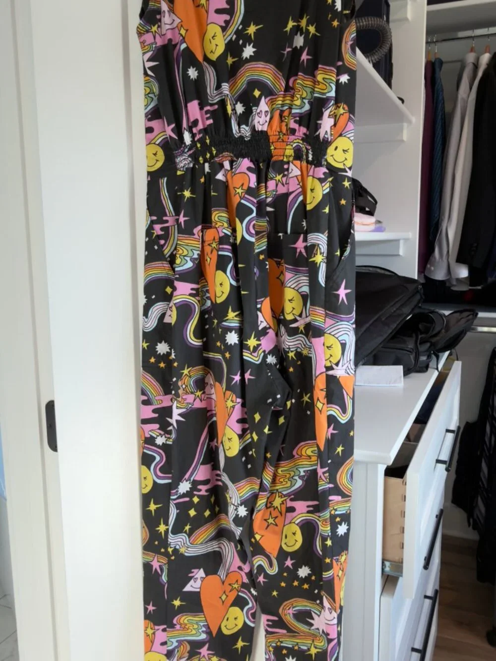 Nooworks Better Days Psychedelic Black Patterned Overalls Jumpsuit